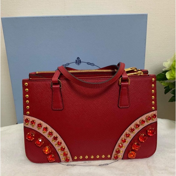 RARE✨ PRADA Saffiano Lux Double Zip Tote - Mini - Picture 2 of 12